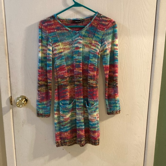 Girls multi-color Knit sweater dress/tunic. large - Picture 1 of 6